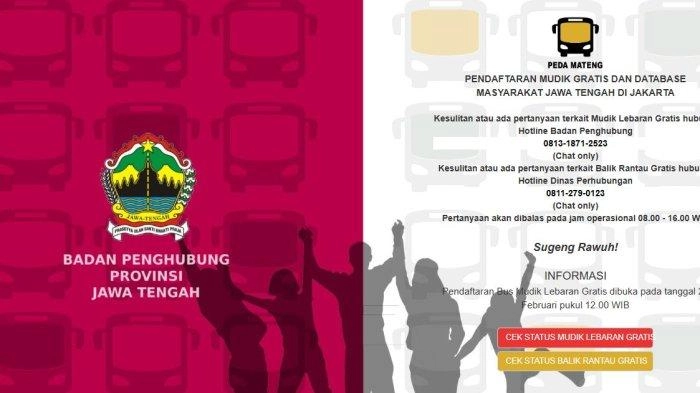Pendaftaran Mudik Gratis Jateng 2025 Dibuka Hari Ini, Akses pedamateng.penghubung.jatengprov.go.id