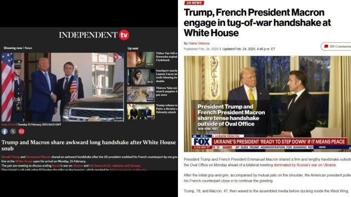 Media Barat Soroti Momen Jabat Tangan Antara Trump dan Presiden Prancis Macron: Tarik Tambang