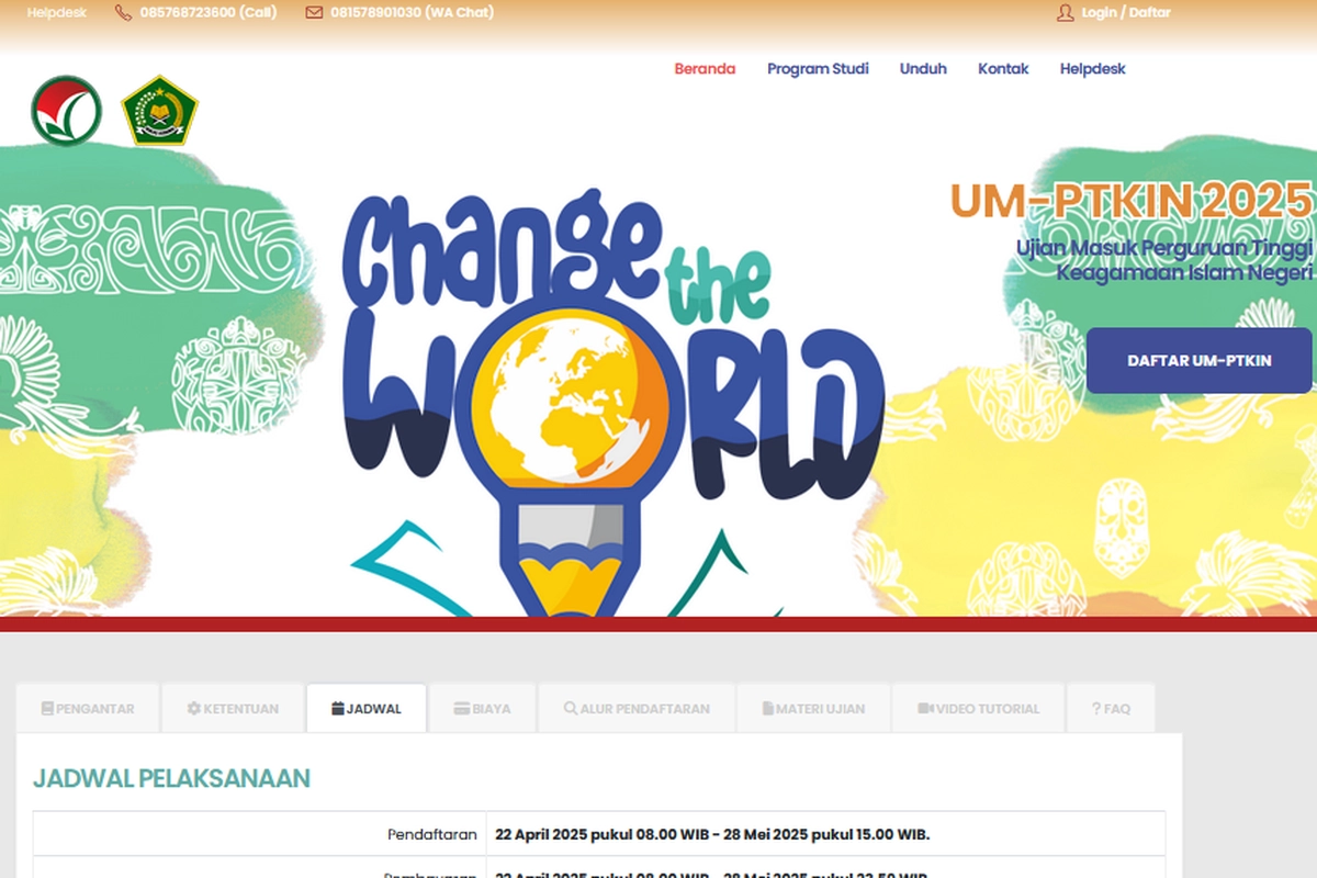 Pendaftaran UMPTKIN 2025 Resmi Dibuka, Klik um.ptkin.ac.id