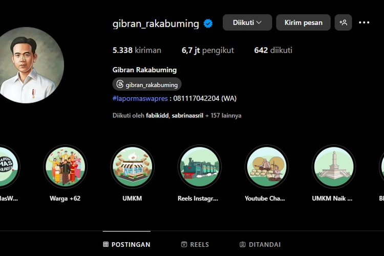 Gibran ''Unfollow'' Akun Judi Online yang Dibuat pada 2022 dan Ganti Nama 7 Kali