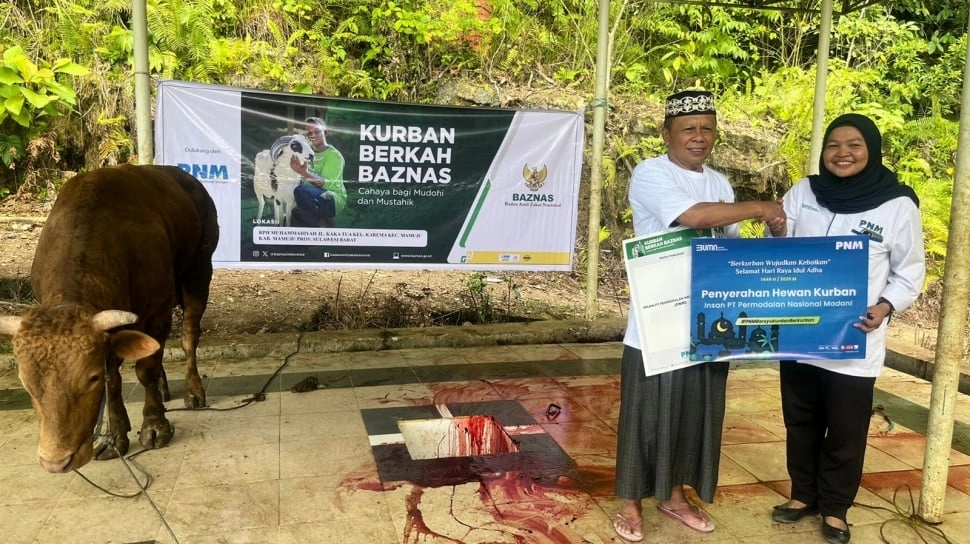 PNM dan BAZNAS Antar Kurban dari Donasi Karyawan hingga ke Ujung Negeri