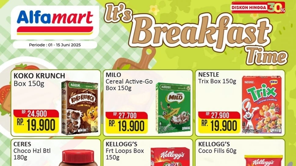 Promo Sarapan Hemat dari Alfamart, Produk Sereal Diskon Besar sampai 15 Juni 2025
