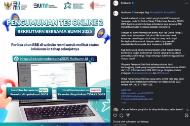 Hasil Tes Online Tahap 2 RBB BUMN 2025 Diumumkan, Ini Cara Ceknya