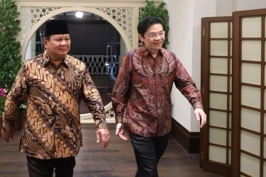 Kompak Kenakan Batik, Prabowo dan PM Singapura Makan Malam di Sri Temasek