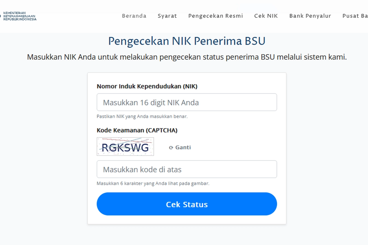 Cara Cek NIK Penerima BSU 2025, Klik bsu.kemnaker.go.id