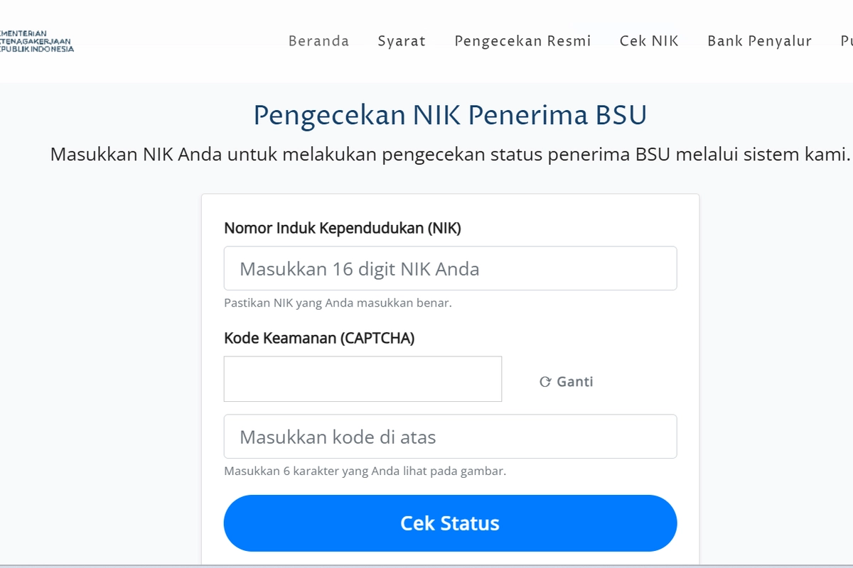 Cek BSU dengan NIK 2025, Ini Link Resmi dan Cara Cek Validasinya