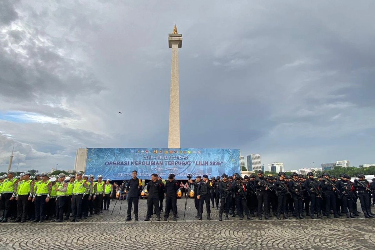 Polri Gelar Apel Operasi Lilin Jepang Natal dan Tahun Baru di Monas