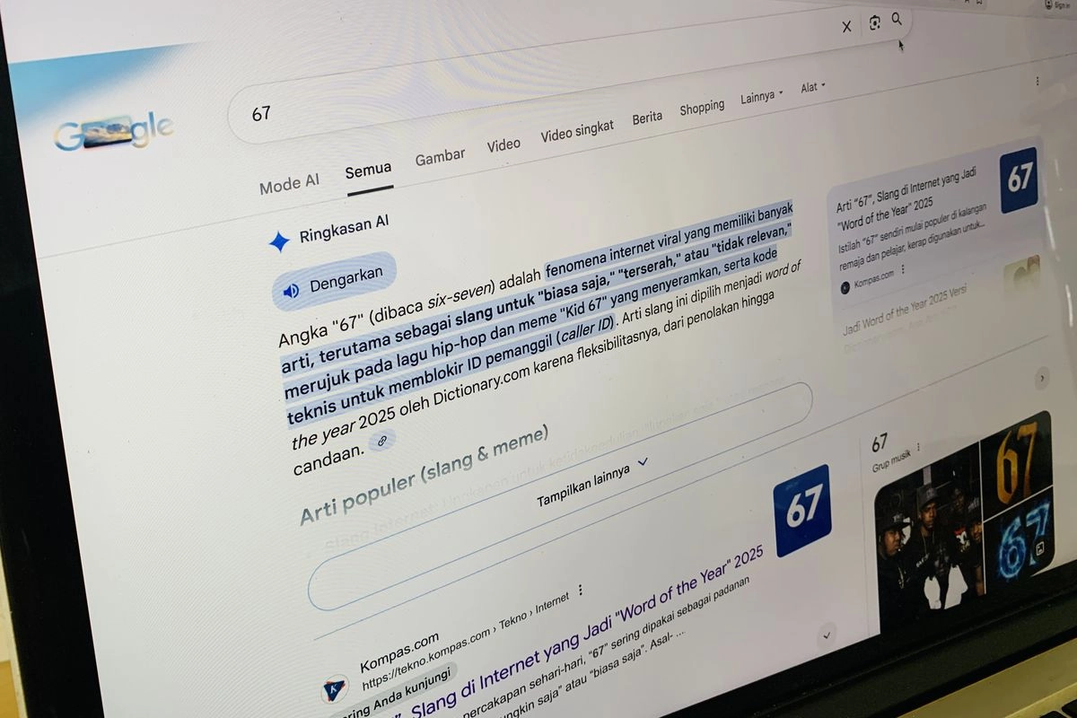 Coba Ketik Angka “67” di Google, Layar Akan ''Joget''