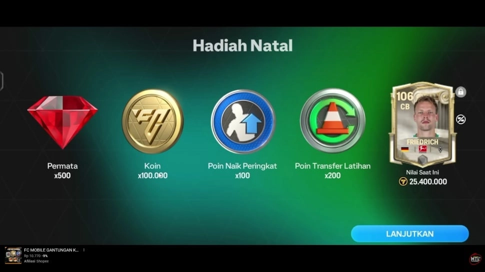 29 Kode Redeem FC Mobile Aktif 26 Desember, Ada Hadiah Natal Pemain 106-115 & Poin Transfer Latihan