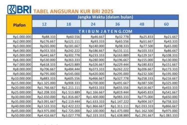 Tabel KUR BRI 2026 Pinjaman Rp 1 Juta–Rp 100 Juta, Cek Angsuran per Bulan