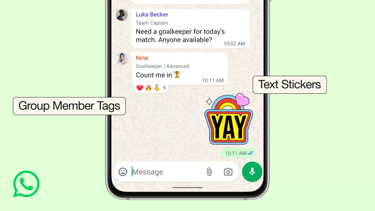 WhatsApp Tambah Fitur Baru di Obrolan Grup: Ada Tag Anggota, Stiker Teks, hingga Pengingat Acara