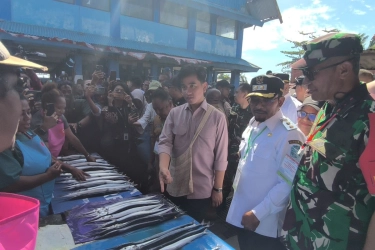 Gibran ke Pasar Ikan di Biak Numfor, Borong Ikan Baronang dan Panjang