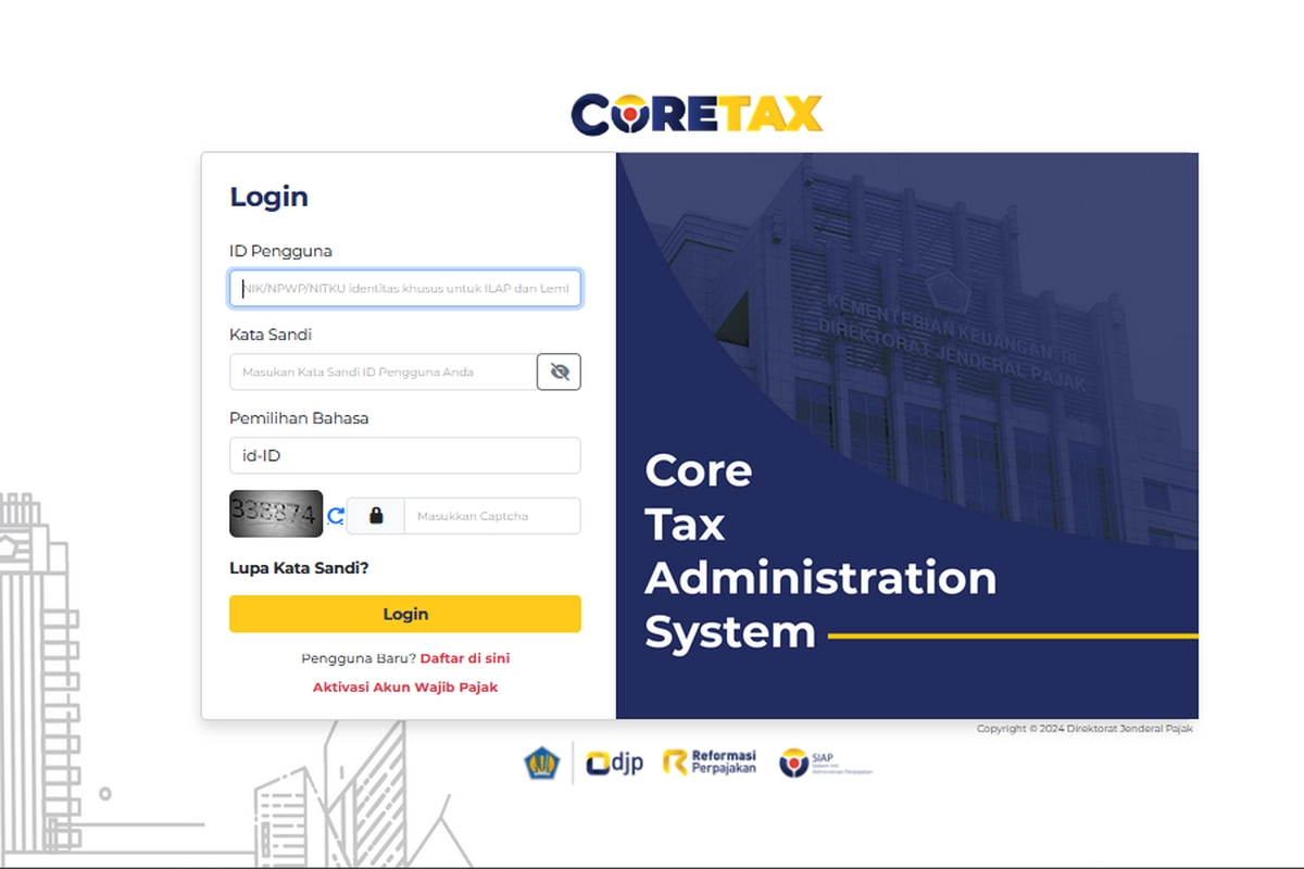 Login Coretax Pajak untuk Lapor SPT 2025, Simak Cara Aktivasi Coretax