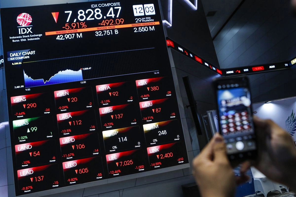 IHSG Ditutup Ambles 4,88 Persen ke Level 7.922, Mayoritas Saham Terkoreksi