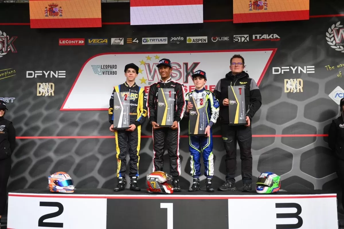 Qarrar Firhand, Pembalap Indonesia Pertama Kibarkan Merah Putih di Podium Juara WSK Euro Series di Italia