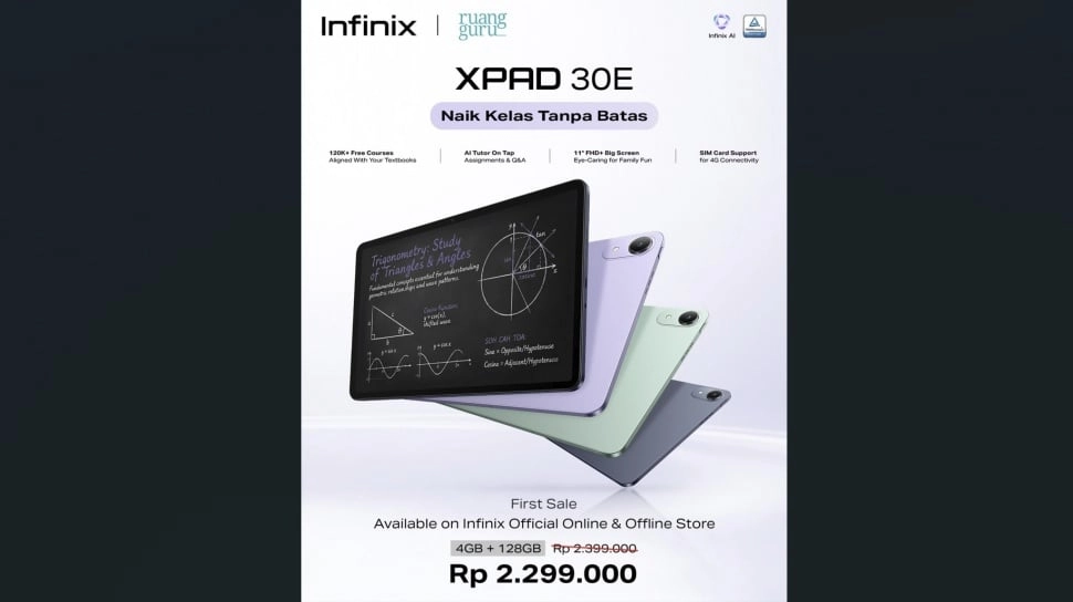 Infinix Xpad 30E Resmi Meluncur: Tablet Murah dengan AI Tutor dan Baterai 7.000mAh, Harga Rp2 Jutaan