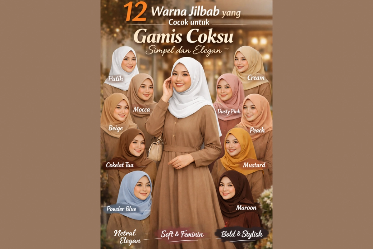12 Warna Jilbab yang Cocok untuk Gamis Coksu, Simpel dan Elegan