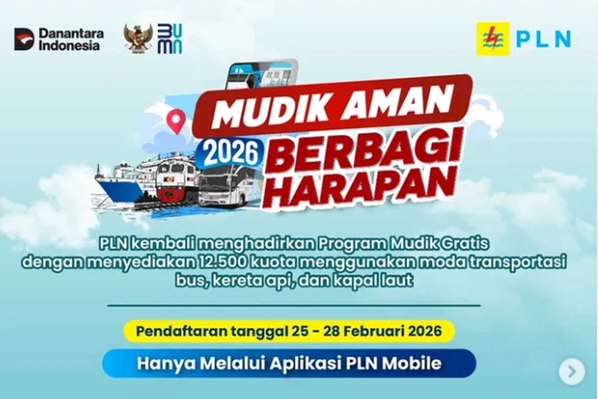 Mudik Gratis PLN 2026 Dibuka, Cek Syarat, Jadwal, Rute, dan Cara Daftarnya