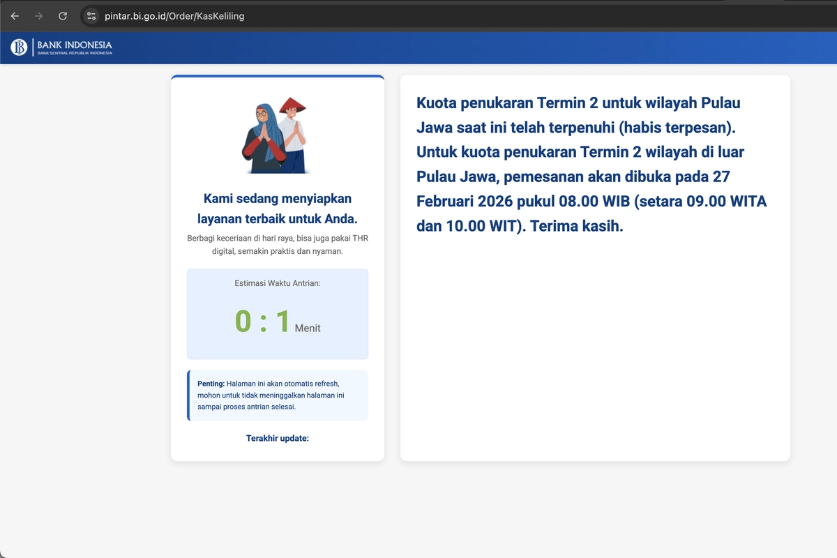 Tukar Uang Baru 2026 Luar Jawa Dibuka Hari Ini Pukul 08.00 WIB, Ini Cara Daftar di PINTAR BI