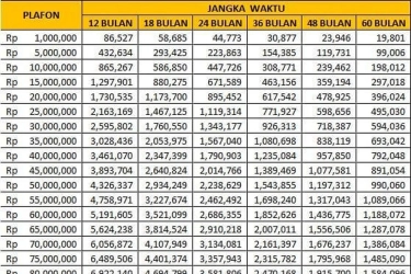 Tabel KUR BRI 2026 Pinjaman 20 Juta, Cicilan Mulai Rp 300 Ribuan per Bulan