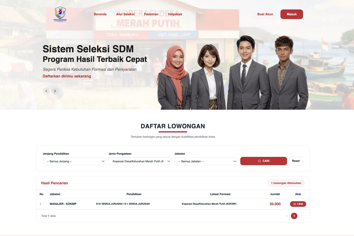 Lowongan Kerja 30.000 Manajer Kopdes Merah Putih Dibuka, Ini Syarat dan Link Resminya