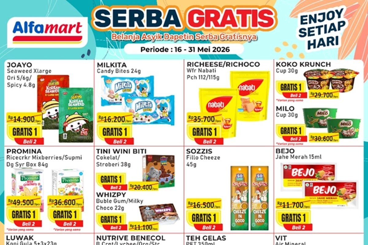 Promo Alfamart Periode 16-31 Mei 2026, Beli 2 Gratis 1