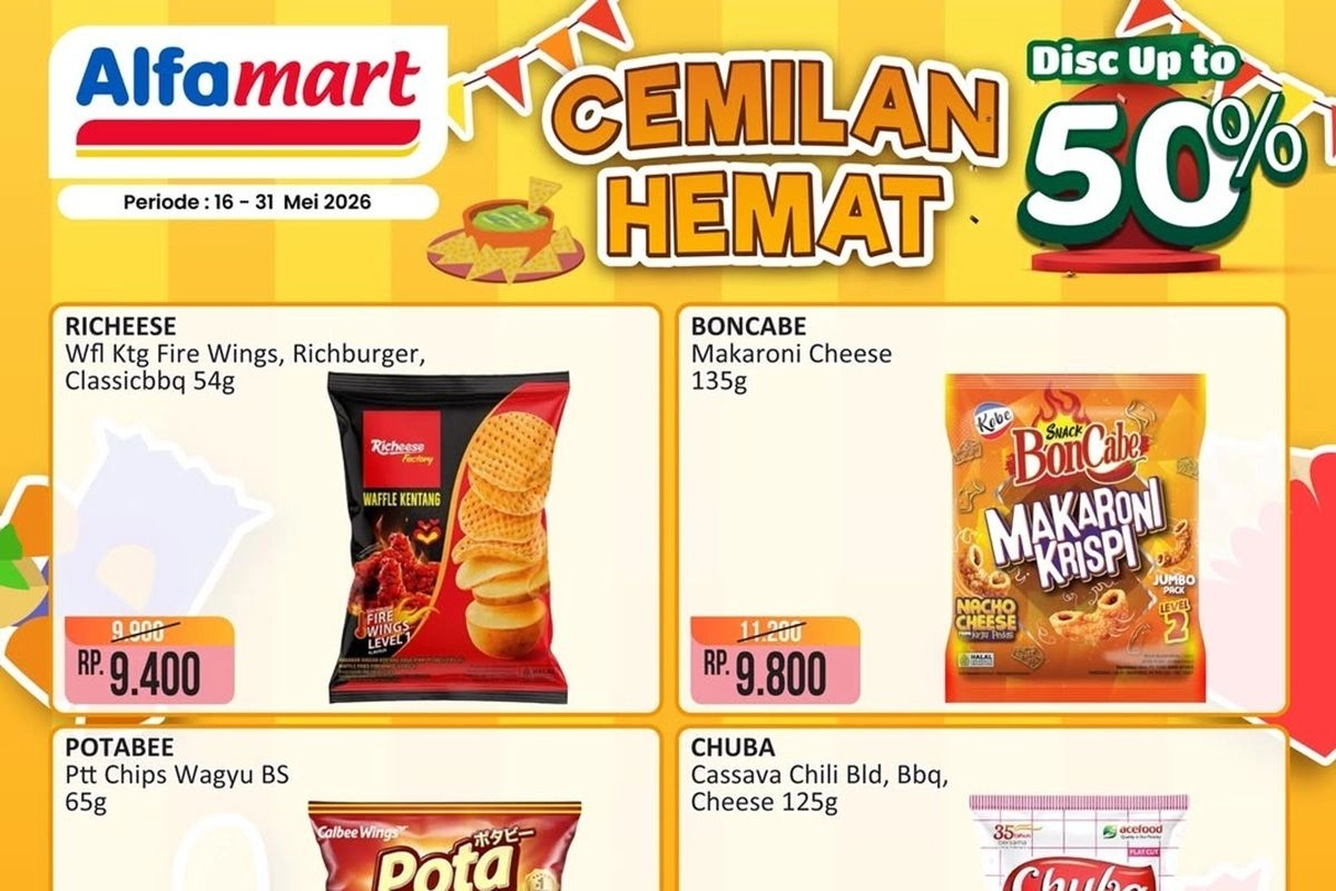 Promo Alfamart Camilan Hemat 16-31 Mei Diskon capai 50 Persen, Garuda Rosta Cuma Rp 8.900