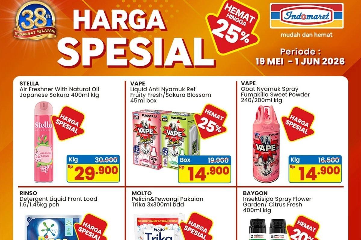 Promo Indomaret Harga Spesial 19 Mei-1 Juni 2026, Banderol Rinso Matic 1,6 Kg Anjlok