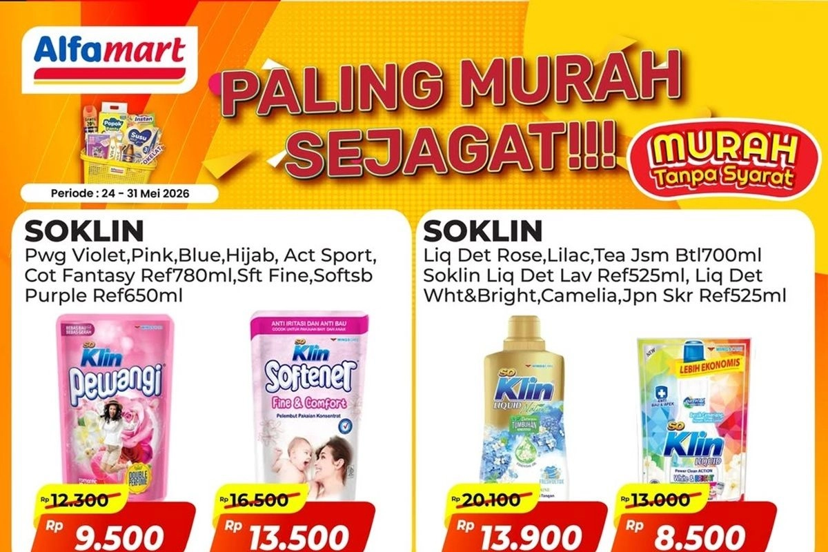 Promo Alfamart ''Paling Murah Sejagat'' hingga 31 Mei 2026, Deterjen SoKlin Diskon Besar