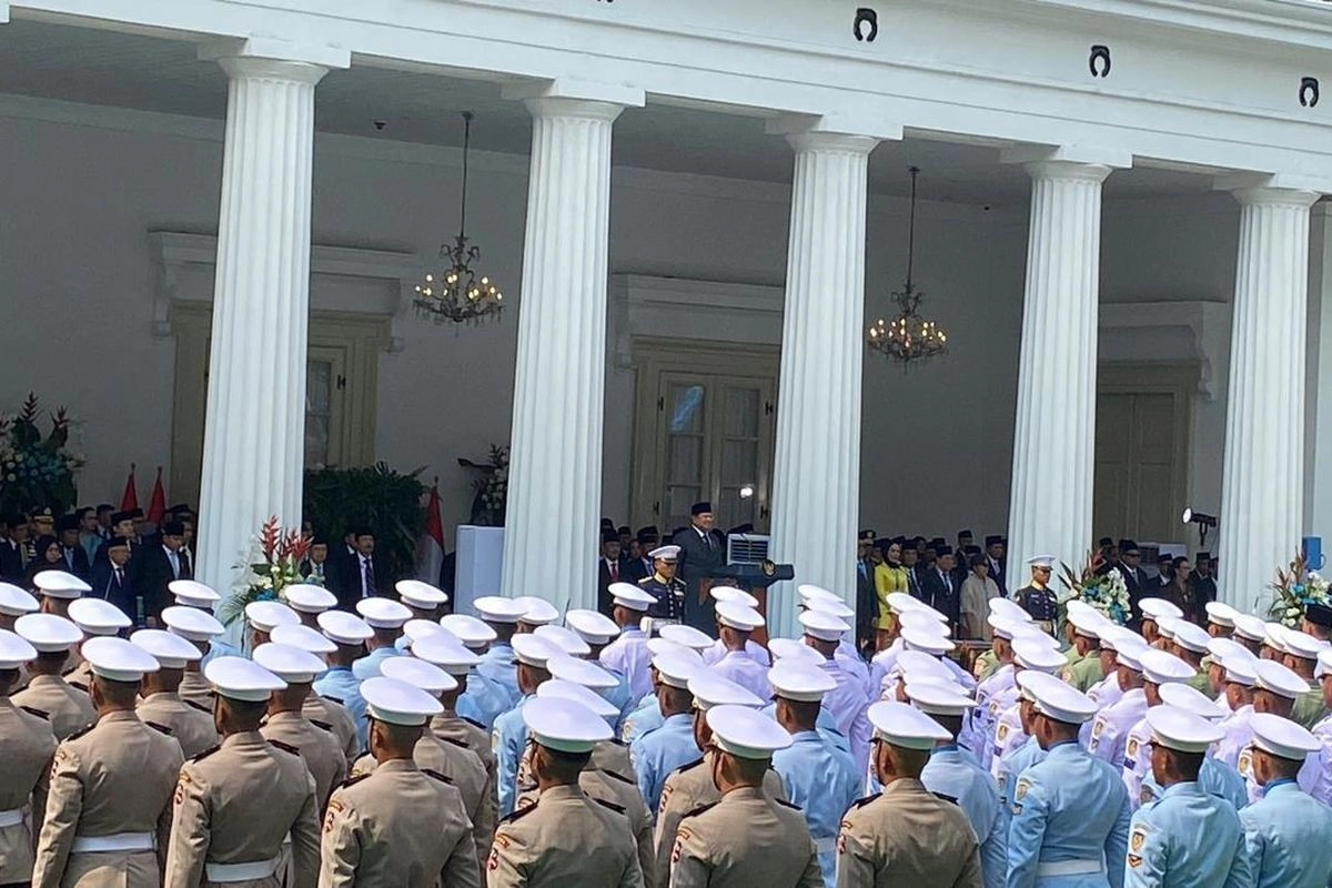 Didampingi Gibran, Prabowo Pimpin Upacara Hari Lahir Pancasila di Kemlu