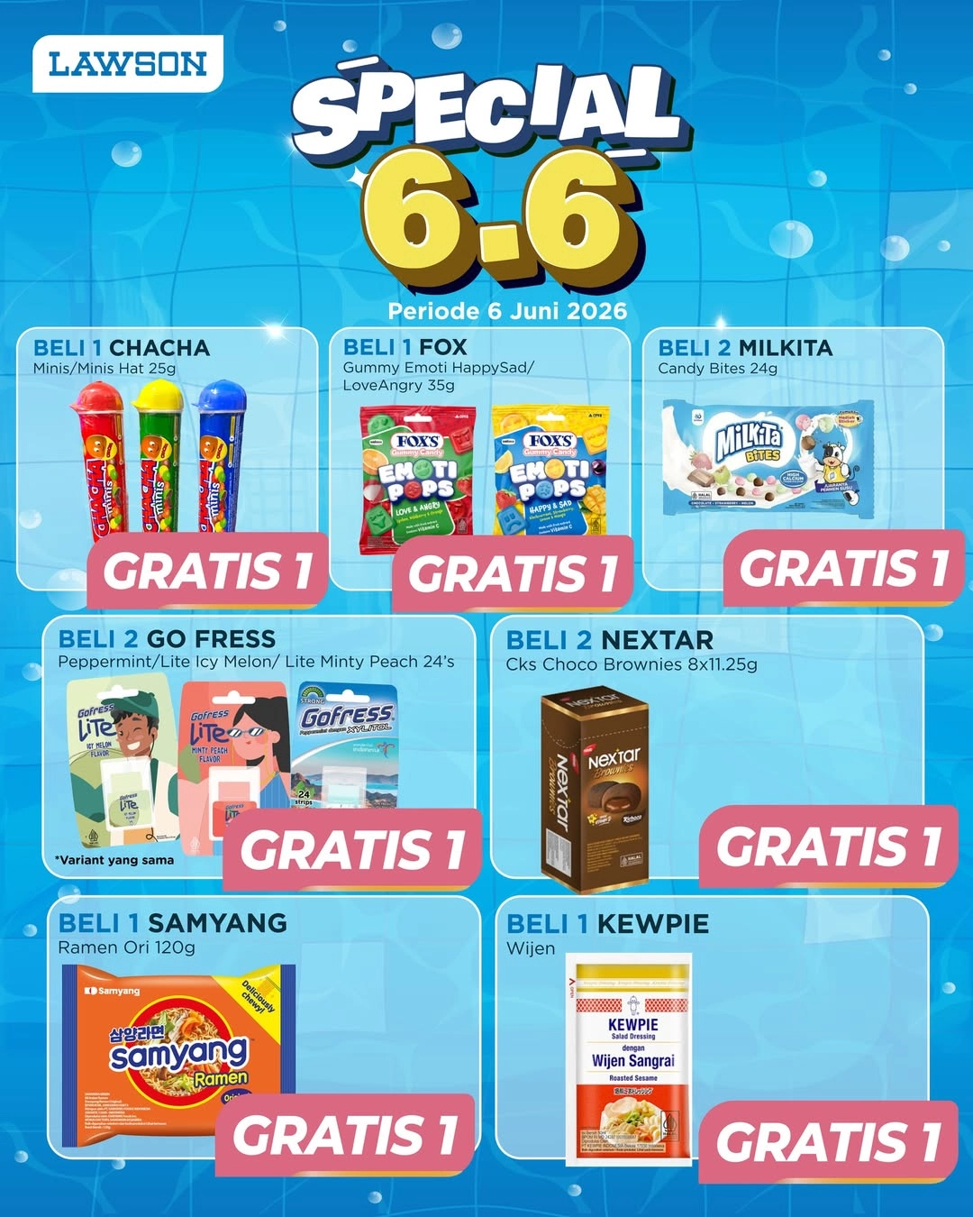 Promo Lawson Hari Ini 6 Juni 2026, Beli 1 Gratis 1 Produk Sehari-hari