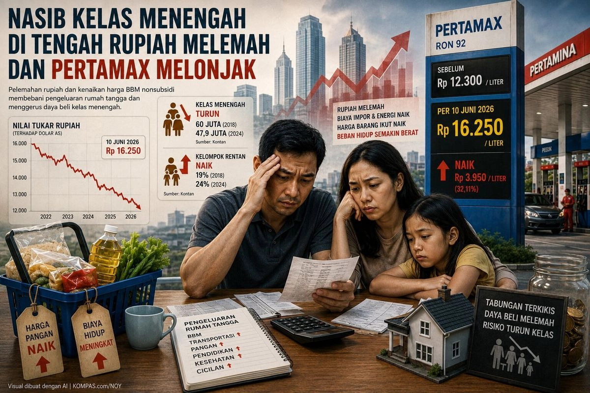 Nasib Kelas Menengah di Tengah Rupiah Melemah dan Harga BBM Melonjak