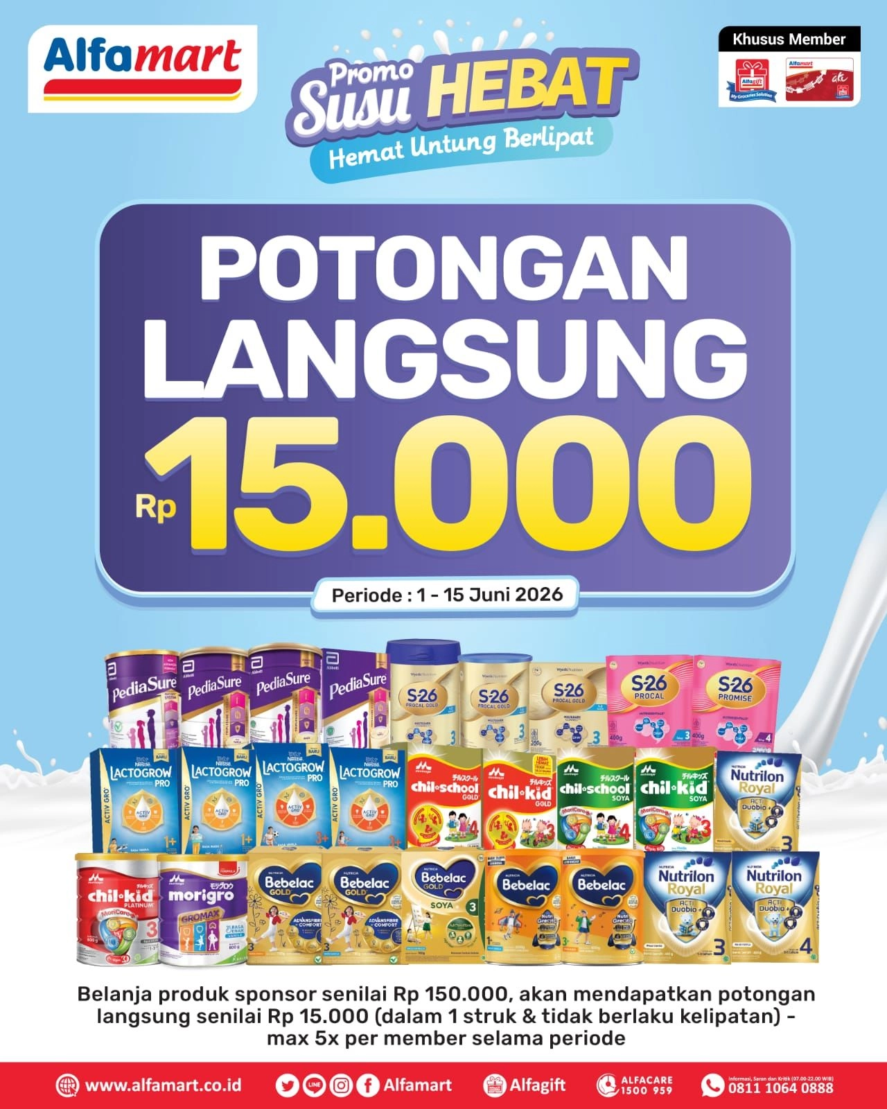 Promo Alfamart Hari Ini 9 Juni 2026, Diskon Rp 15.000 untuk Susu Hebat